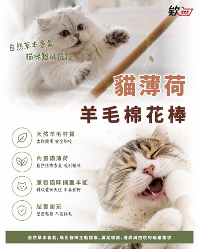 貓薄荷羊毛棉花棒  猫咪逗猫棒/30CM/40CM