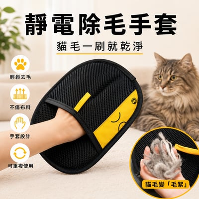 靜電除毛手套 雙面除毛刷 寵物除毛刷 貓毛清潔器 黏毛刷 去貓毛神器 衣物除毛器 沙發除毛刷 可重複使用3