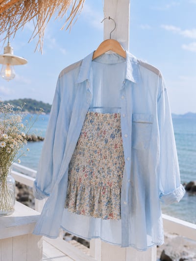 夏日碎花背心襯衫組2