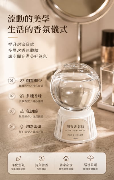 倒置香氛擴香瓶｜空氣芳香劑｜浴室除臭｜廁所去異味｜臥室持久留香｜居家香氛7