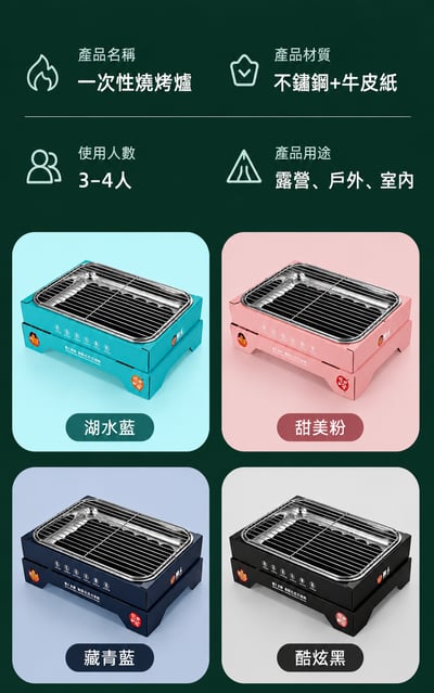 熱銷款懶人一次性燒烤架 家用・戶外露營皆適用 便攜式不鏽鋼燒烤爐 批發／團購首選5