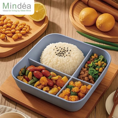 Mindéa 食品級矽膠方形四格便當盒1
