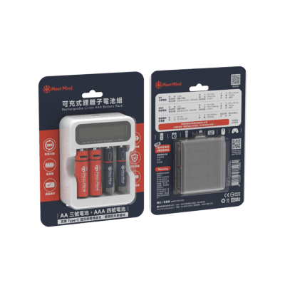 3號+4號 二合一充電式鋰電池(各2入)+液晶顯示充電器/專用電池收納盒組1