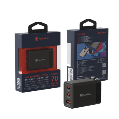 簡約系列 Simple 70W-GaN氮化鎵超快速充電器 (3孔2C1A)2