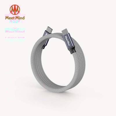 O-MagCables Type-C to Type-C 240W 磁性快收納充電傳輸線-銀色1