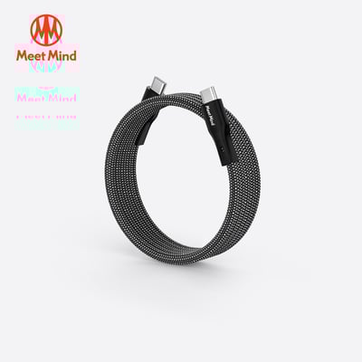 O-MagCables Type-C to Type-C 60W 磁性快收納充電傳輸線-黑色1