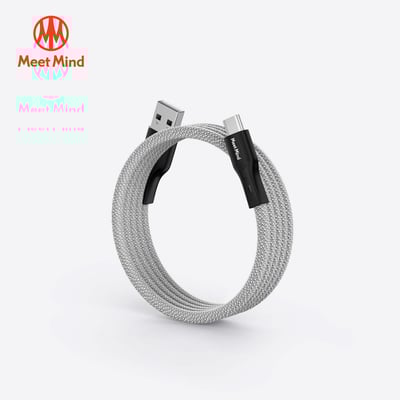 O-MagCables USB-A to Type-C 磁性快收納充電傳輸線-銀色1