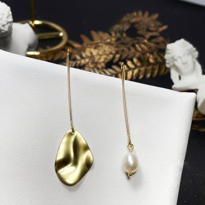 【 淳飾 】銀針K金｜不對稱歐美復古設計 14519171