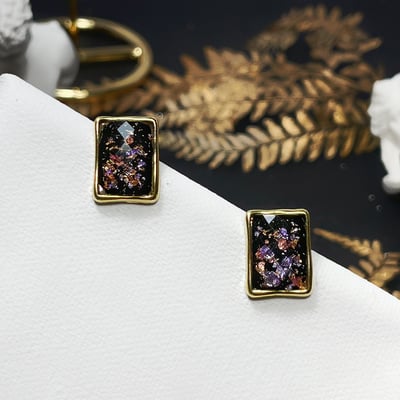 【 淳飾 】銀針｜幾何方型黑色百搭款 121619031