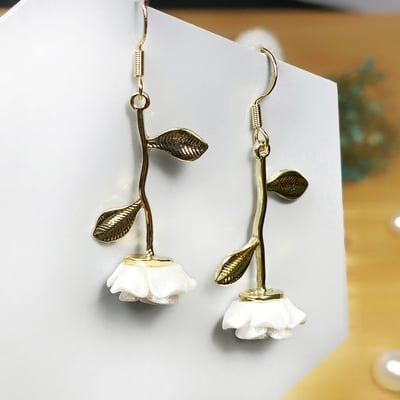 【 淳飾 】銀針K金｜復古玫瑰垂墜款 14519192