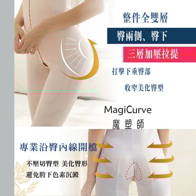 【魔塑師 MagiCurve】膝上長連身 GE-014H 重壓高丹尼提臀連身塑身衣(全雙層/產後塑身衣）4