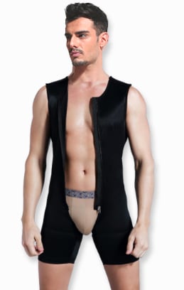 M-005 男士連身塑身衣 - 背心式束腰短褲 - 男性女乳平胸/腹部抽脂/挺直背脊1