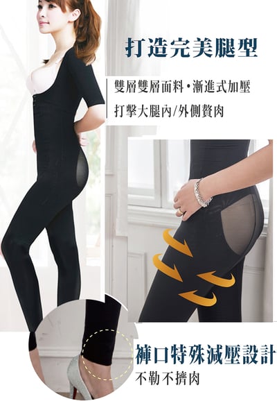 【魔塑師】短袖連身 GE-013H重壓高丹尼提臀束褲～ 高丹尼重壓(全雙層/抽脂/產後)2