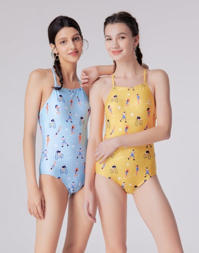 Haolang 水漾藍細肩帶連身泳衣/聯名款7