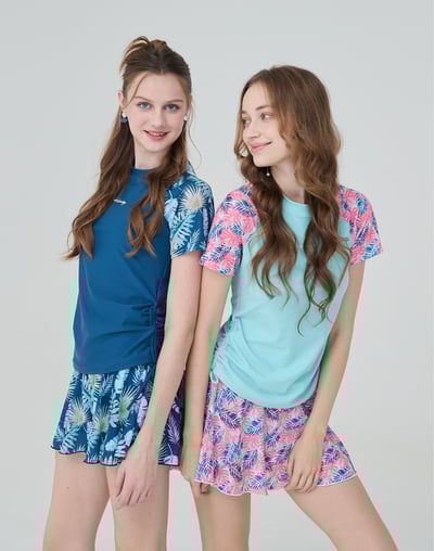 Haolang 深海藍葉影兩件式短袖泳衣5