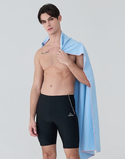 Haolang 經典黑運動七分泳褲1