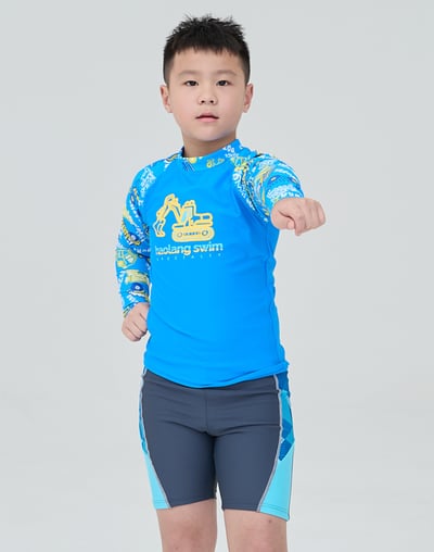 Haolang 挖土機男童長袖泳衣(TOP)1