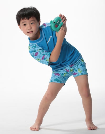 Haolang 可愛恐龍男童短袖泳衣(上衣)3
