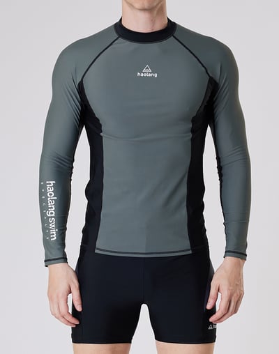 Haolang 炭灰綠男款長袖泳衣5