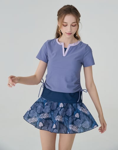 Haolang 霧灰紫兩件式裙裝泳衣5