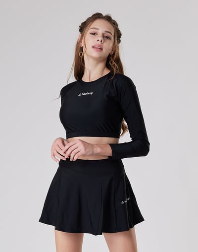 Haolang 經典黑短版長袖泳衣3