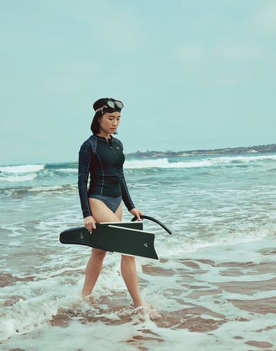 Haolang 大理石長袖拉鍊泳衣4