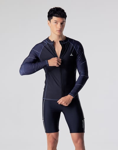 Haolang 大理石長袖拉鍊泳衣1