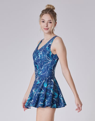 Haolang 抽象水花寬鬆型泳衣/大尺碼4