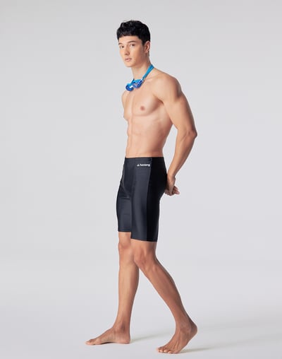 Haolang 素面黑七分泳褲4