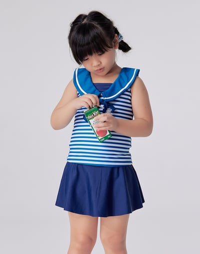 Haolang 海軍女童兩件式裙泳衣3