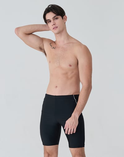 Haolang 經典黑運動七分泳褲6