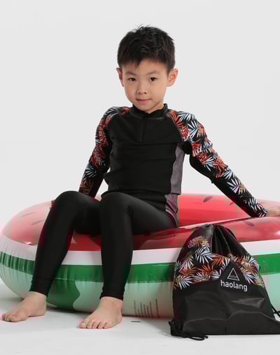 Haolang 夏威夷棕梠男童長袖泳衣1