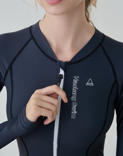 Haolang 神秘灰拉鍊連身三角長袖泳衣6