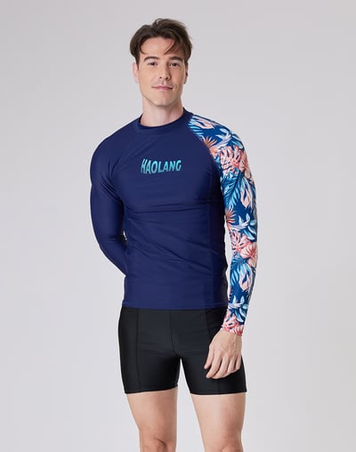 Haolang 叢林花樣男款長袖泳衣1
