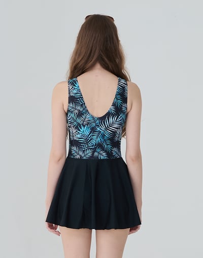 Haolang 抽象葉影寬鬆型泳衣/大尺碼2