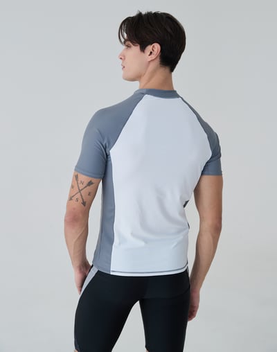 Haolang 灰白拼接男款短袖泳衣2