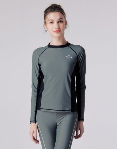 Haolang 炭灰綠女款長袖泳衣/加大尺碼1