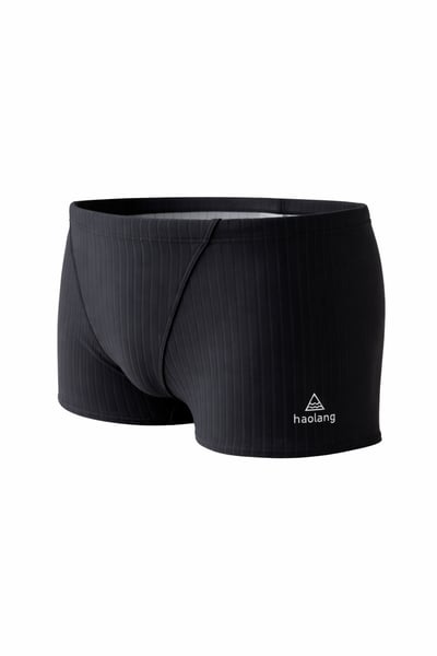 Haolang 經典黑競速平口泳褲/抗氯1