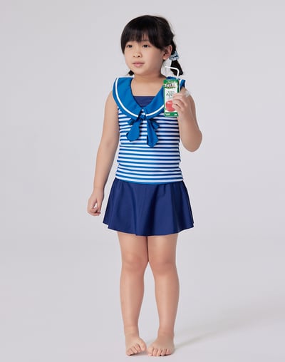 Haolang 海軍女童兩件式裙泳衣5
