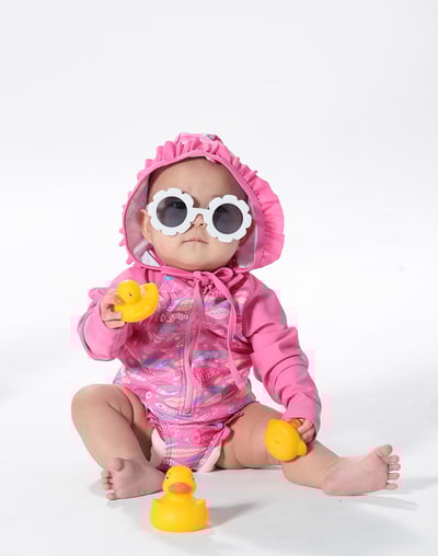 Haolang 粉紅海洋寶寶長袖泳衣