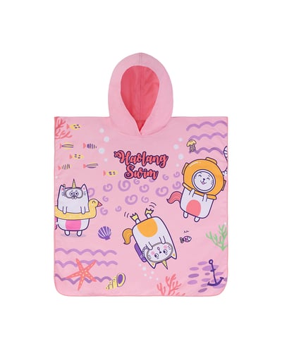 Haolang 粉紅貓咪快乾毛巾衣(纖維毛)1