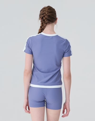 Haolang 霧灰紫兩件式短袖泳衣2