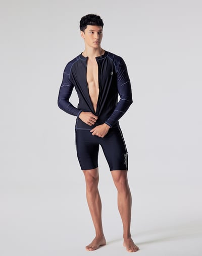 Haolang 大理石長袖拉鍊泳衣4