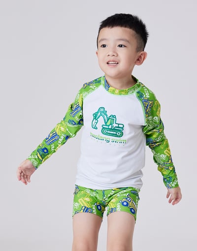 Haolang 挖土機男童長袖泳衣(TOP)3