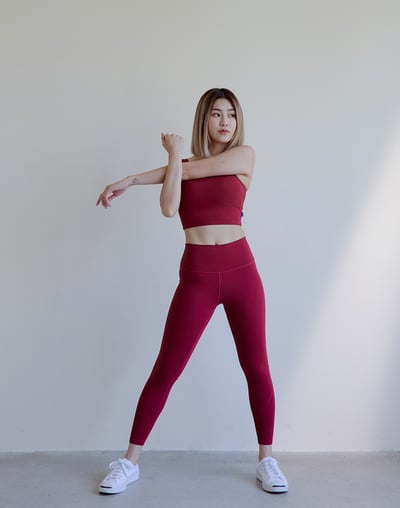 Haolang 酒紅運動緊身長褲/Leggings2