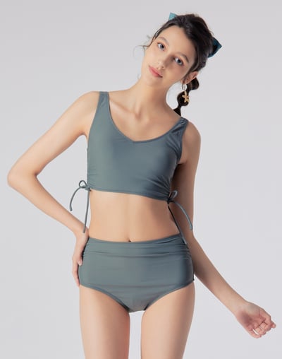 Haolang 炭灰綠高腰比基尼褲3