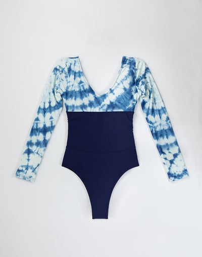 Haolang 藍染長袖連身三角泳衣/限定款5