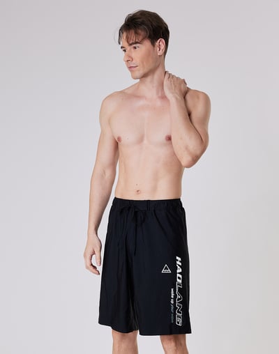 Haolang 經典黑寬鬆型泳褲4