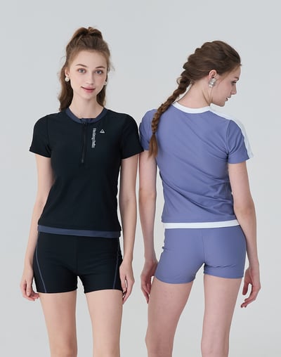 Haolang 霧灰紫兩件式短袖泳衣6