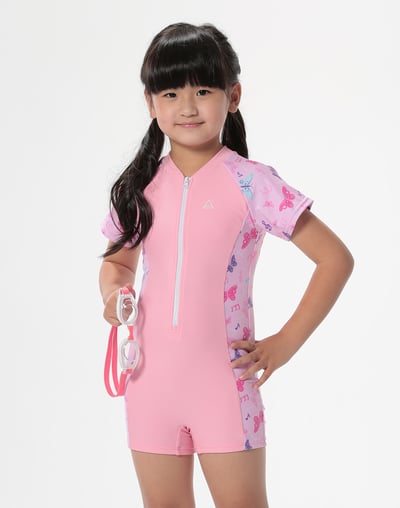 Haolang 粉紅蝴蝶女童連身泳衣2